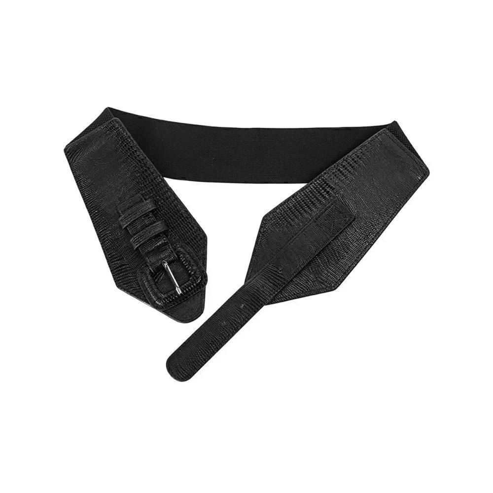 Black Textured Waistband Belt